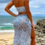 Blue Paisley Print Three Piece Swimwear Set