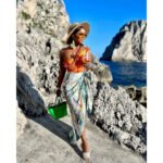 Ribbed Orange Sweetheart Ruffle One Shoulder Swimwear