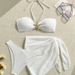 White Starfish Bandeau & Tie Sarong Three Piece Swimwear Set