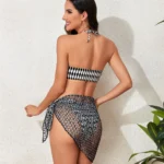 Black & White Geometric Three Piece Swimwear Set