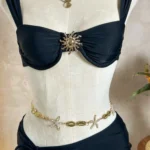 Ruched Charcoal Three Piece Swimwear Set