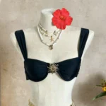 Ruched Charcoal Three Piece Swimwear Set