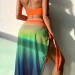 Orange Ombre Three Piece Swimwear Set