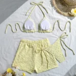Pastel Yellow Three Piece Swimwear Set