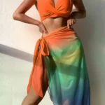 Orange Ombre Three Piece Swimwear Set