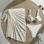 Off White Botanical Three Piece Swimwear Set