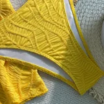 Canary Yellow Deep-v Halter & Frill Skirt Swimwear Set
