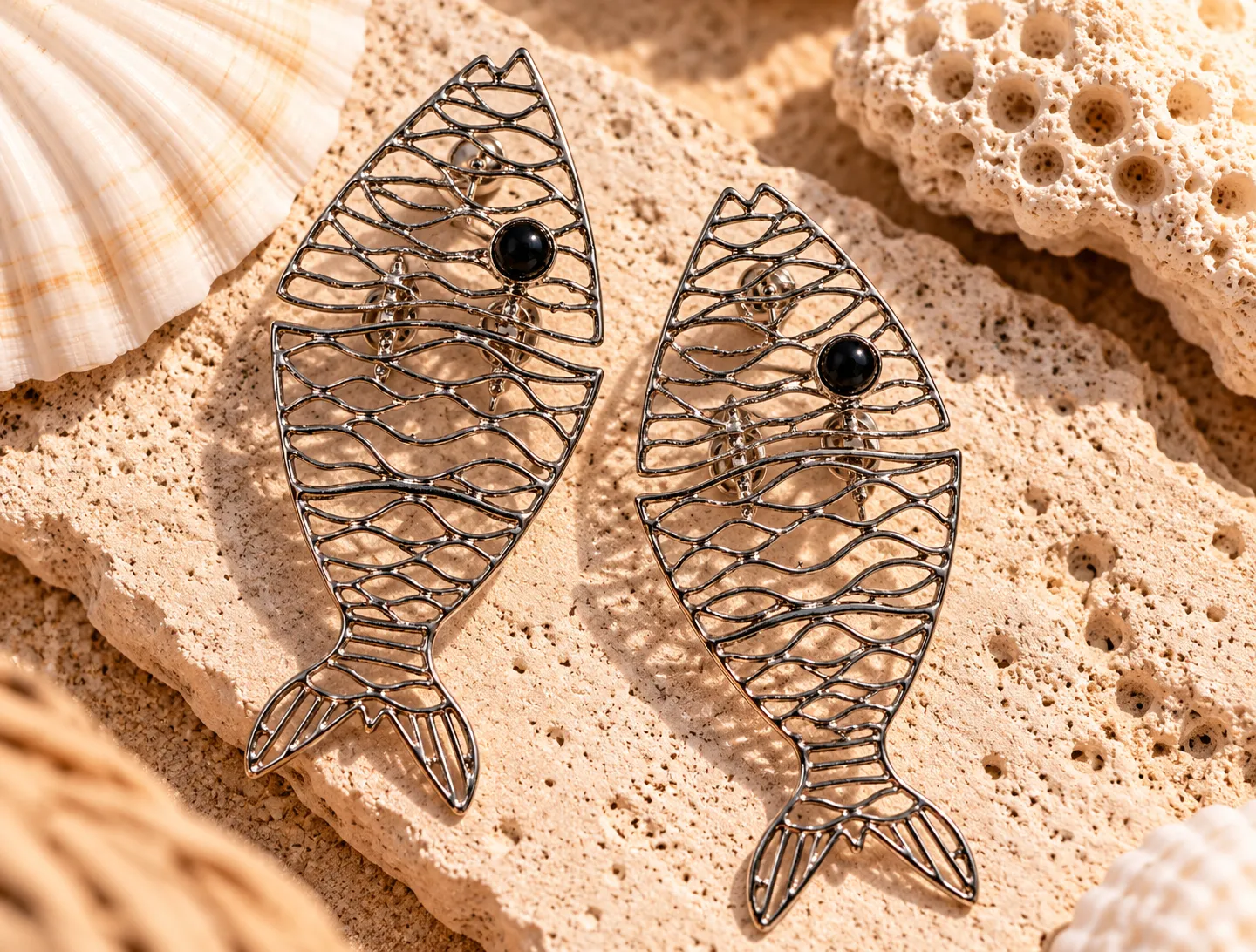 Silver Fish Statement Earrings