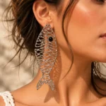 Silver Fish Statement Earrings