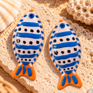 Blue & White Fish Earrings